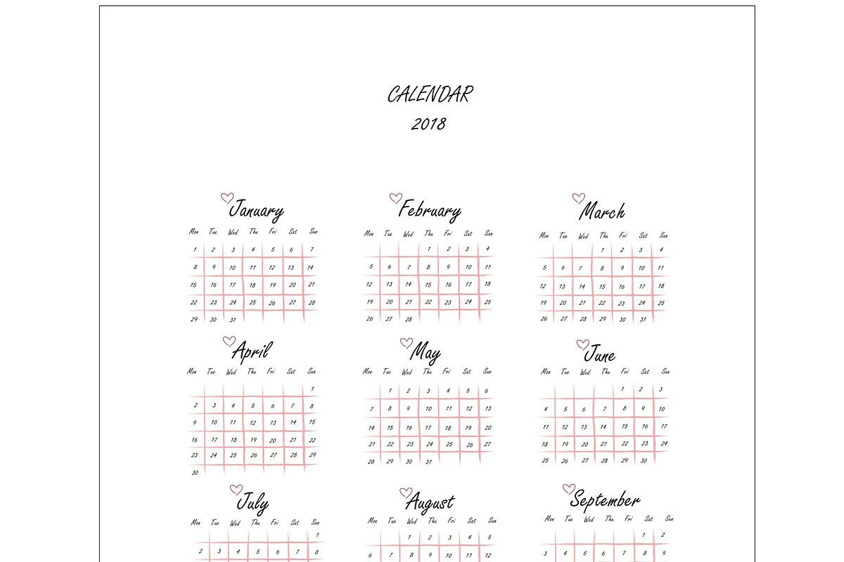 Simple Pink Calendar, a Stationery Template by byfloraison (Photo 1 of 2)