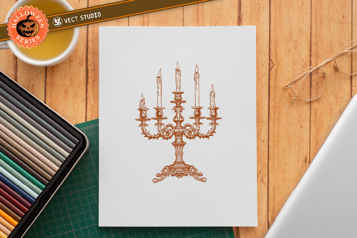 12 Candelabra Halloween Stamp Brush, a Brush Add-On by vectstudio (Photo 6 of 10)