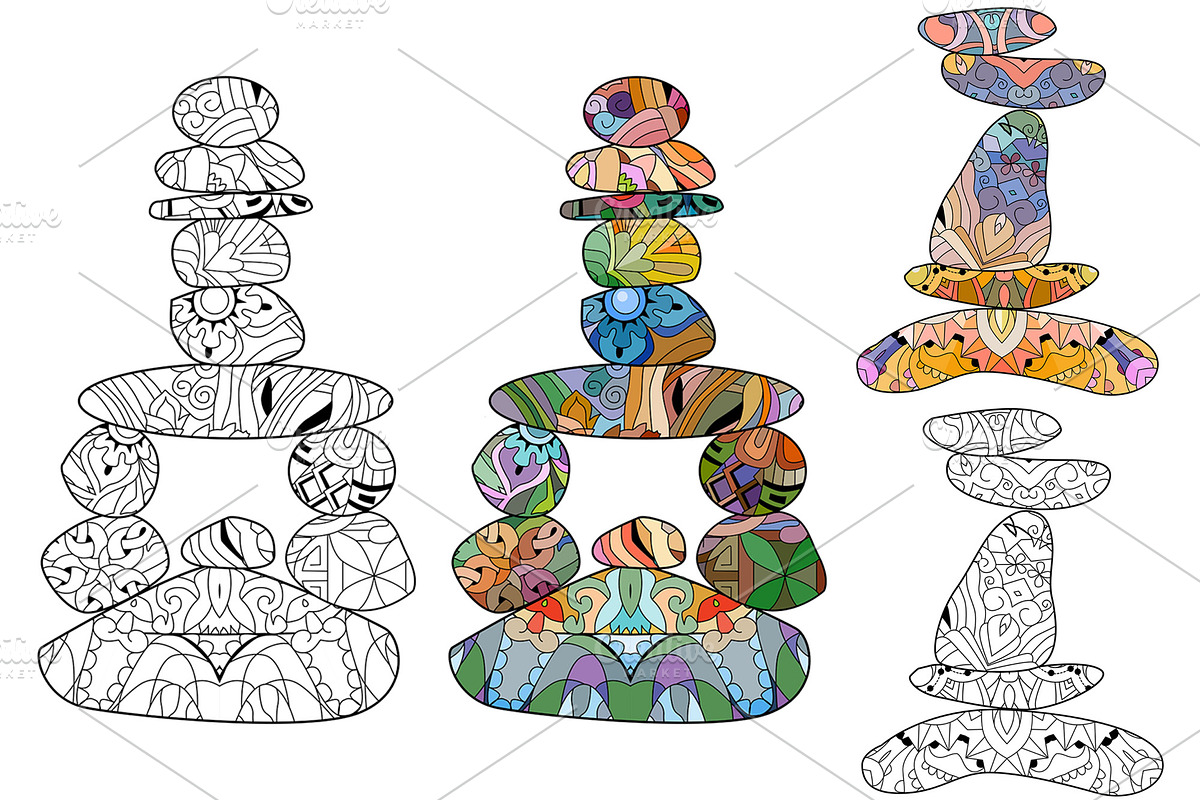Sea stone pyramids for coloring, an Object Illustration by Watercolor fantasy (Photo 7 of 8)