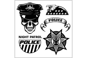 Police Badges And Design Elements -