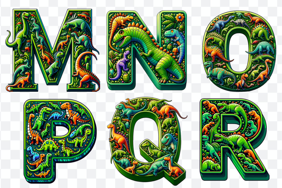 Dinosaur Display Font Alphabet ABC, a Symbol Font by Bubble Pixel (Photo 5 of 8)