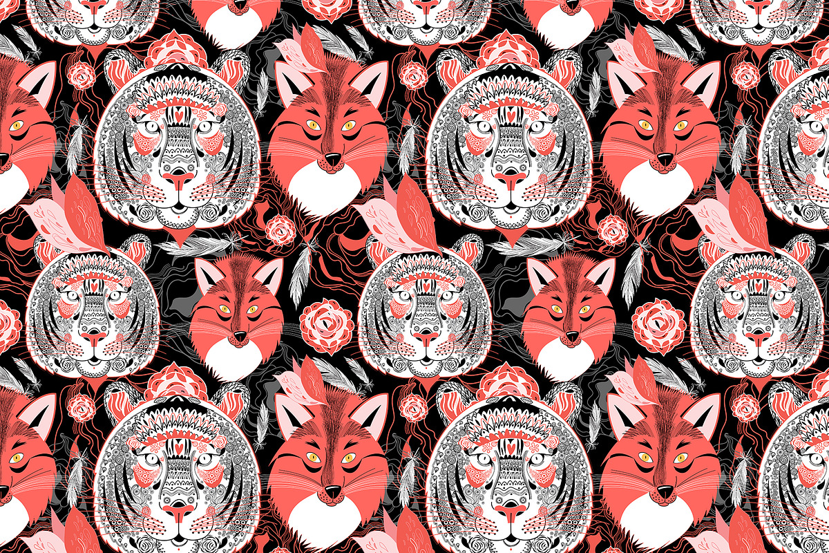 Patterns and portraits of tigers, a Pattern Graphic by Tanor (Photo 3 of 7)