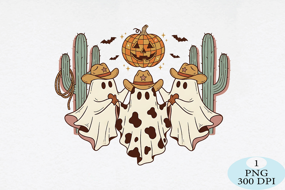 Western Cowboy Ghost Halloween PNG, a Seasonal Illustration by Daily.Designs (Photo 1 of 5)