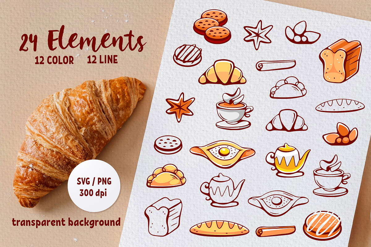 Baking & Tea Cartoon Illustration, an Object Graphic by XiuKab (Photo 2 of 9)