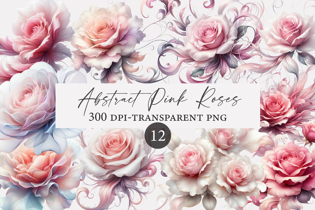 Abstract Pink Roses Clipart, an Illustration by Designworld (Photo 1 of 3)