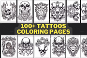 100+ Tattoos Coloring Pages, an Illustration by ThePhoton (Thumbnail 1 of 6)