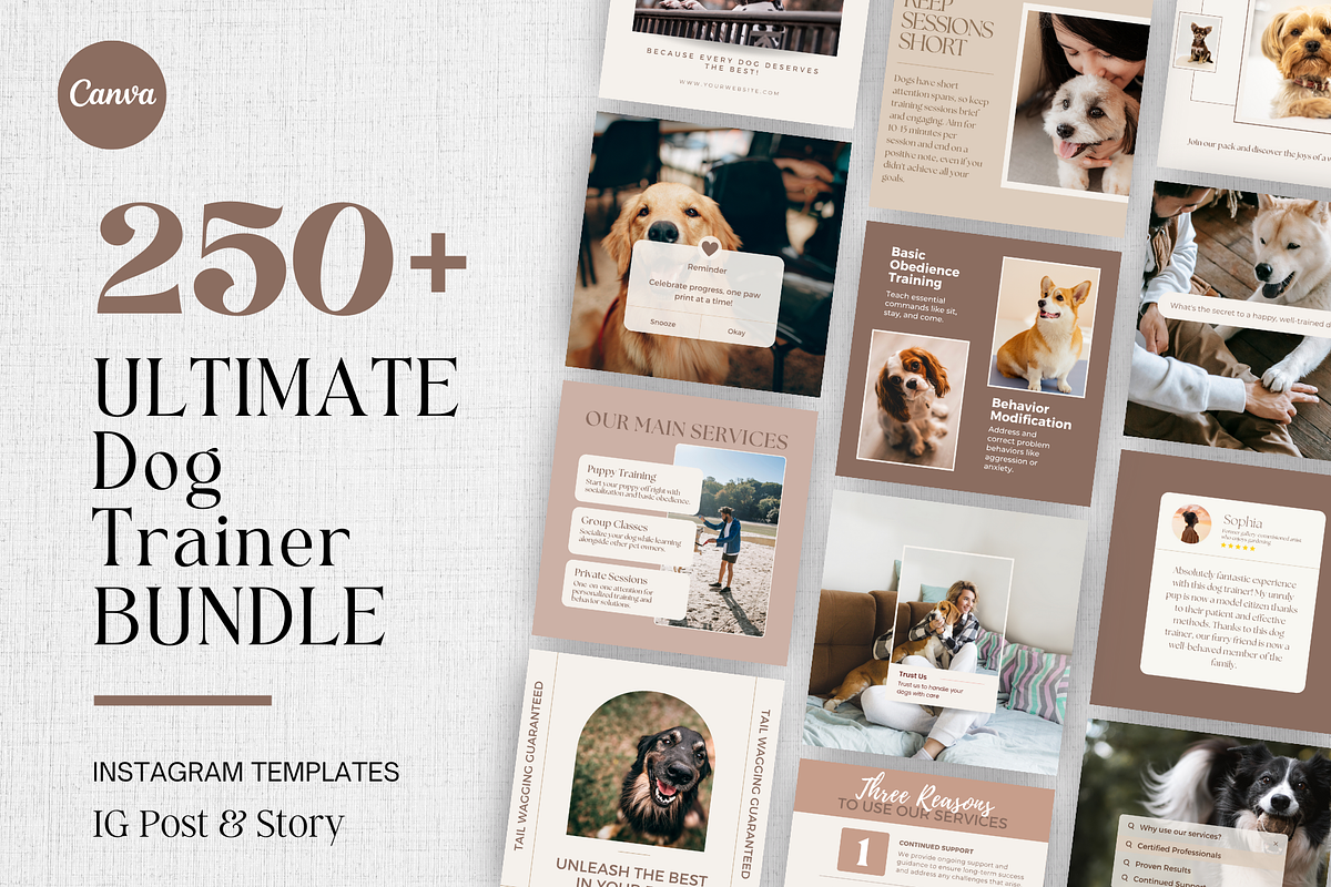 Dog Training Instagram Templates, a Social Media Template by EliteMatidi (Photo 1 of 8)