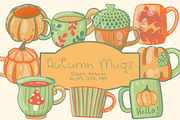 Autumn Pumpkins Mugs clipart pattern, a Seasonal Illustration by Carpet Tapete Pretzel (Thumbnail 1 of 9)