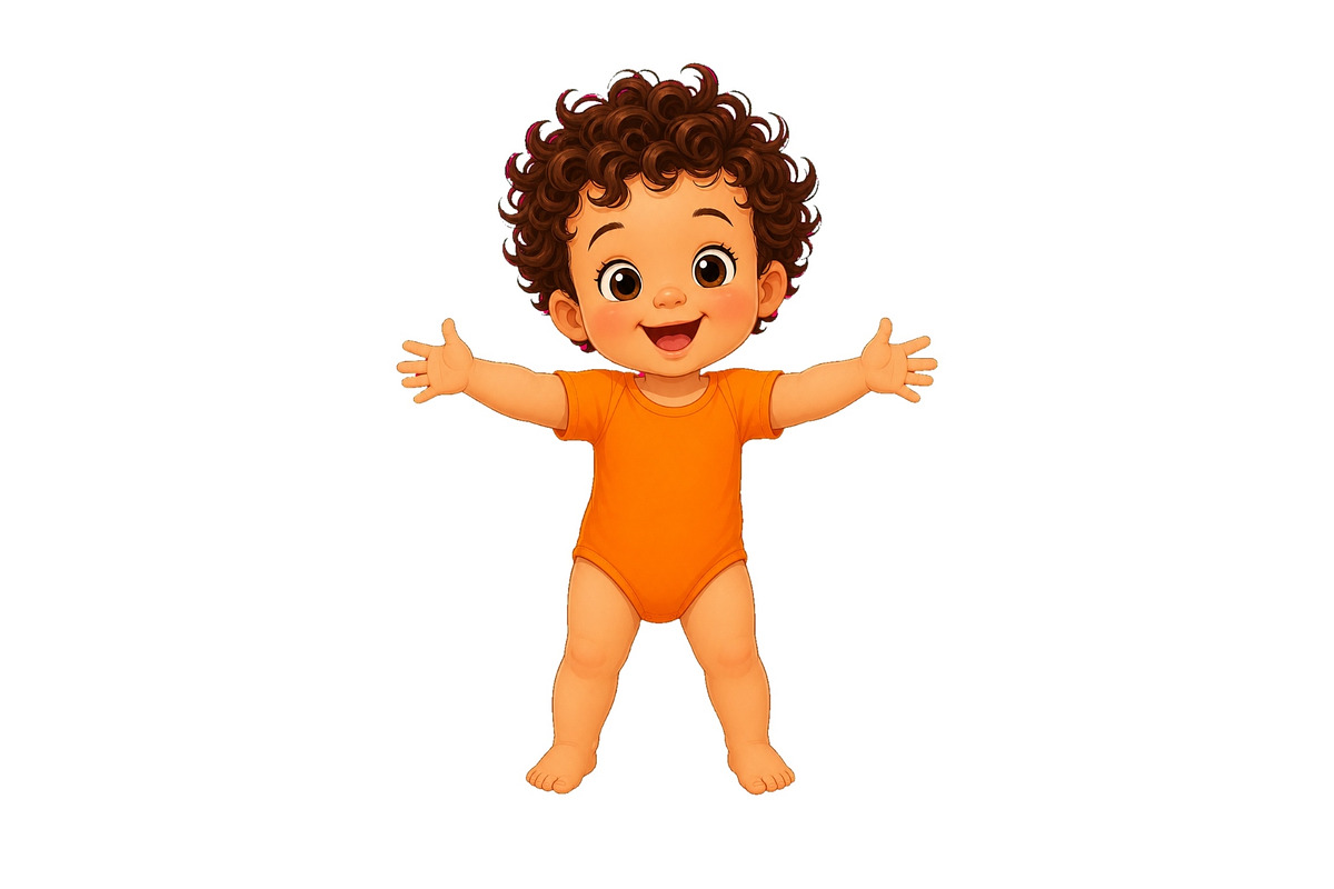 Cute cartoon toddler with curly hair, an Object Illustration by ZinetroN (Photo 1 of 3)