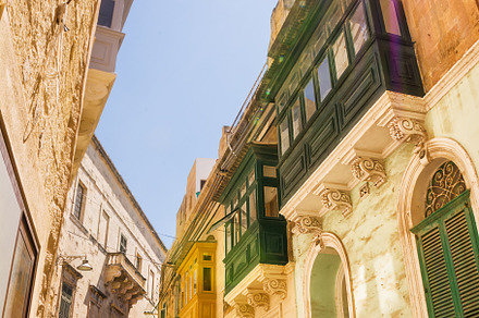 Closed and typical Maltese balconies called gallarija and sunbea, an Architecture Photo by Angelo D'Amico Photograph