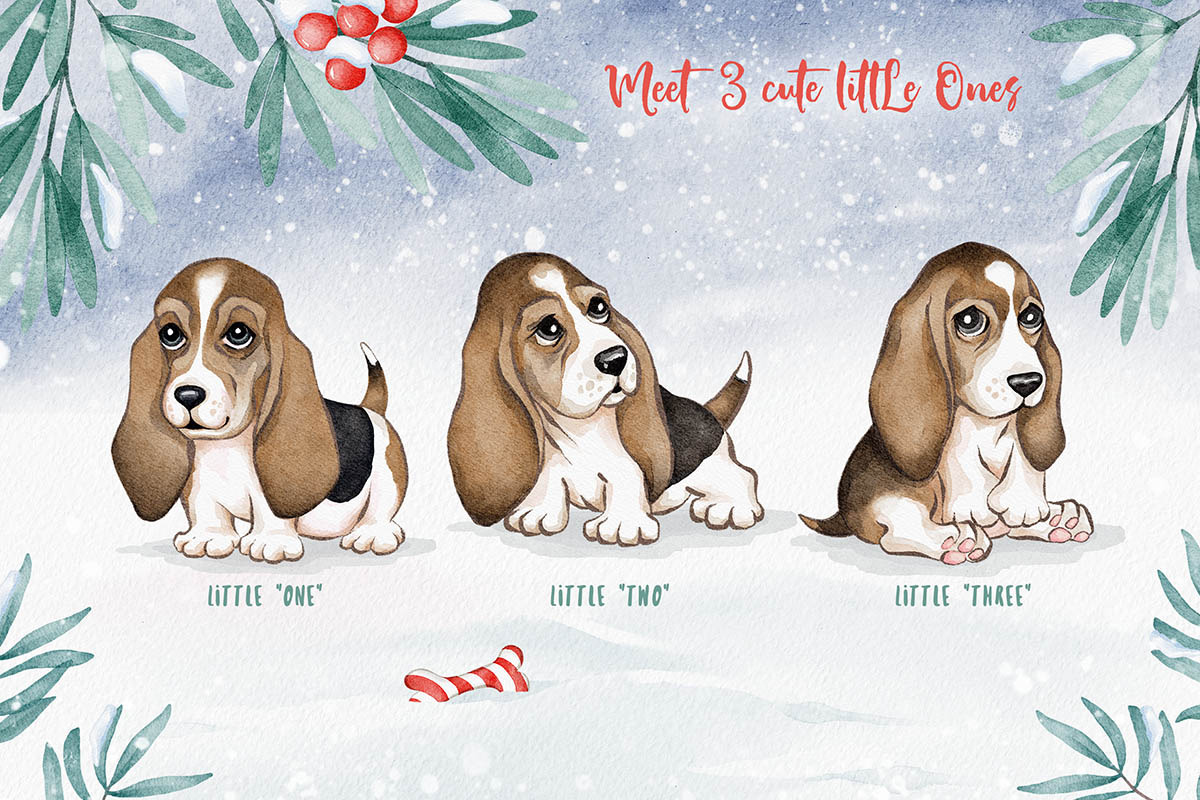 Woof Christmas Watercolors, an Animal Illustration by Eva Katerina (Photo 5 of 18)