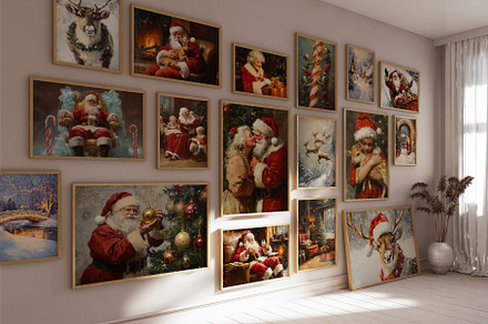 100 Vintage Christmas Wall Art Set, a Holiday Photo by PrintablesByFranklyn