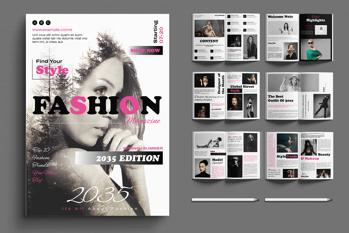 Fashion Magazine Template, a Magazine Template by MightyDesign (Photo 1 of 6)