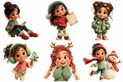 Christmas Whimsical Girl Clipart, an Illustration by Daily.Designs (Thumbnail 5 of 5)