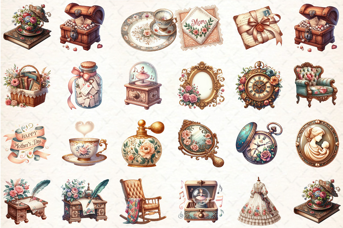 Antique Mothers Day Clipart, an Illustration by DreamCafeArt (Photo 3 of 6)