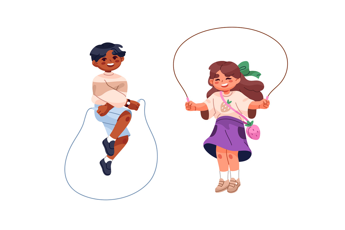 Children are jumping rope set, a Person Illustration by PaperTrident (Photo 3 of 4)
