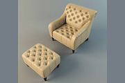 Brady Tufted Leather Chair & Ottoman, a Furniture 3D Model by 3Dpapa (Thumbnail 2 of 4)