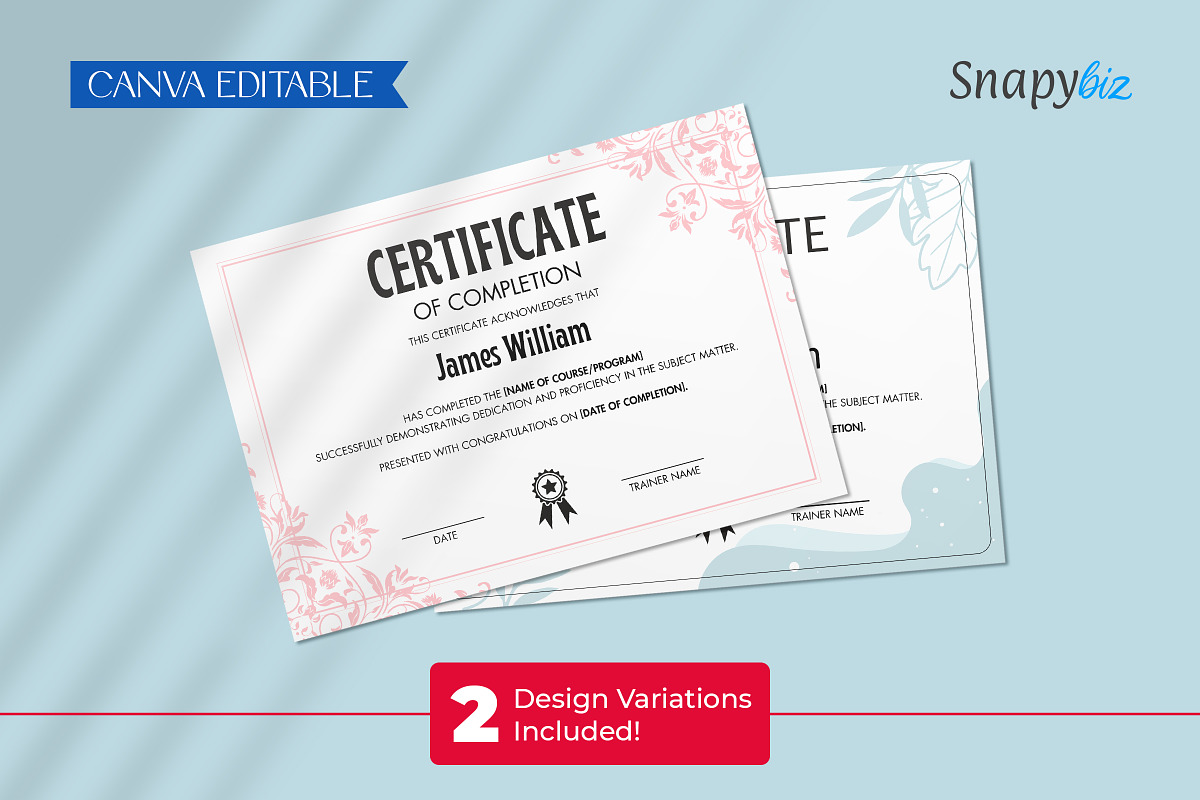 Certificate of Completion Template, a Print Template by Snapybiz (Photo 4 of 20)