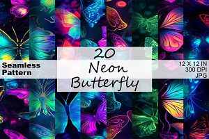 Neon Glowing Butterfly Pattern