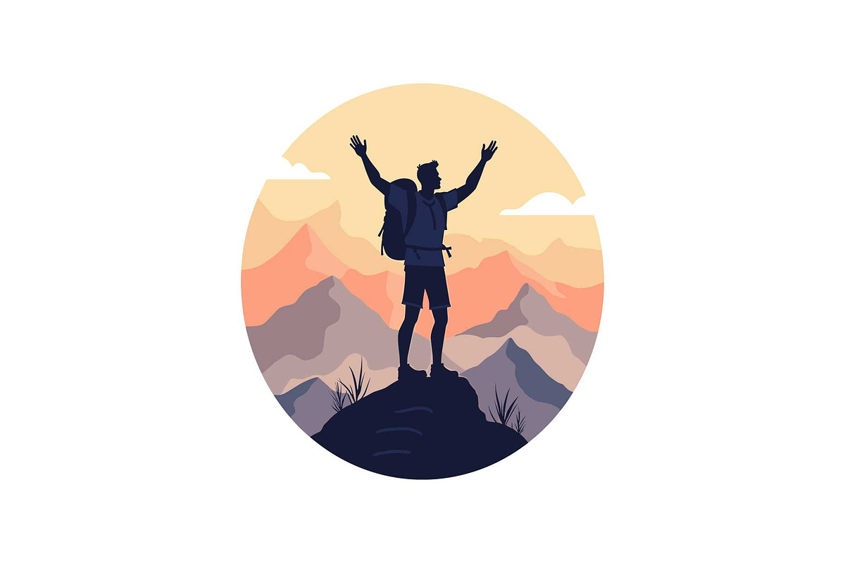 Sunset Hiking Silhouette  Bundle, an Object Graphic by yasushie (Photo 7 of 16)