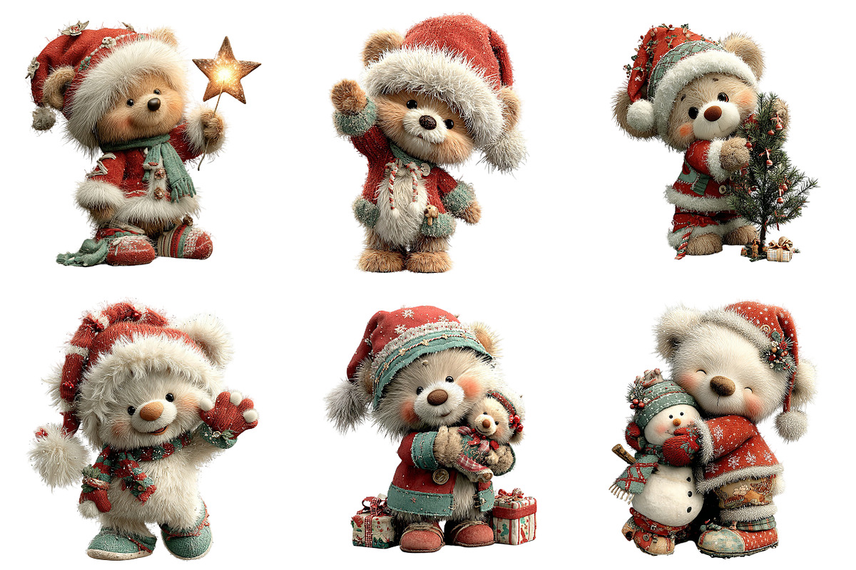 Sweet Santa Bears Clipart, an Illustration by Craft Nest (Photo 4 of 11)
