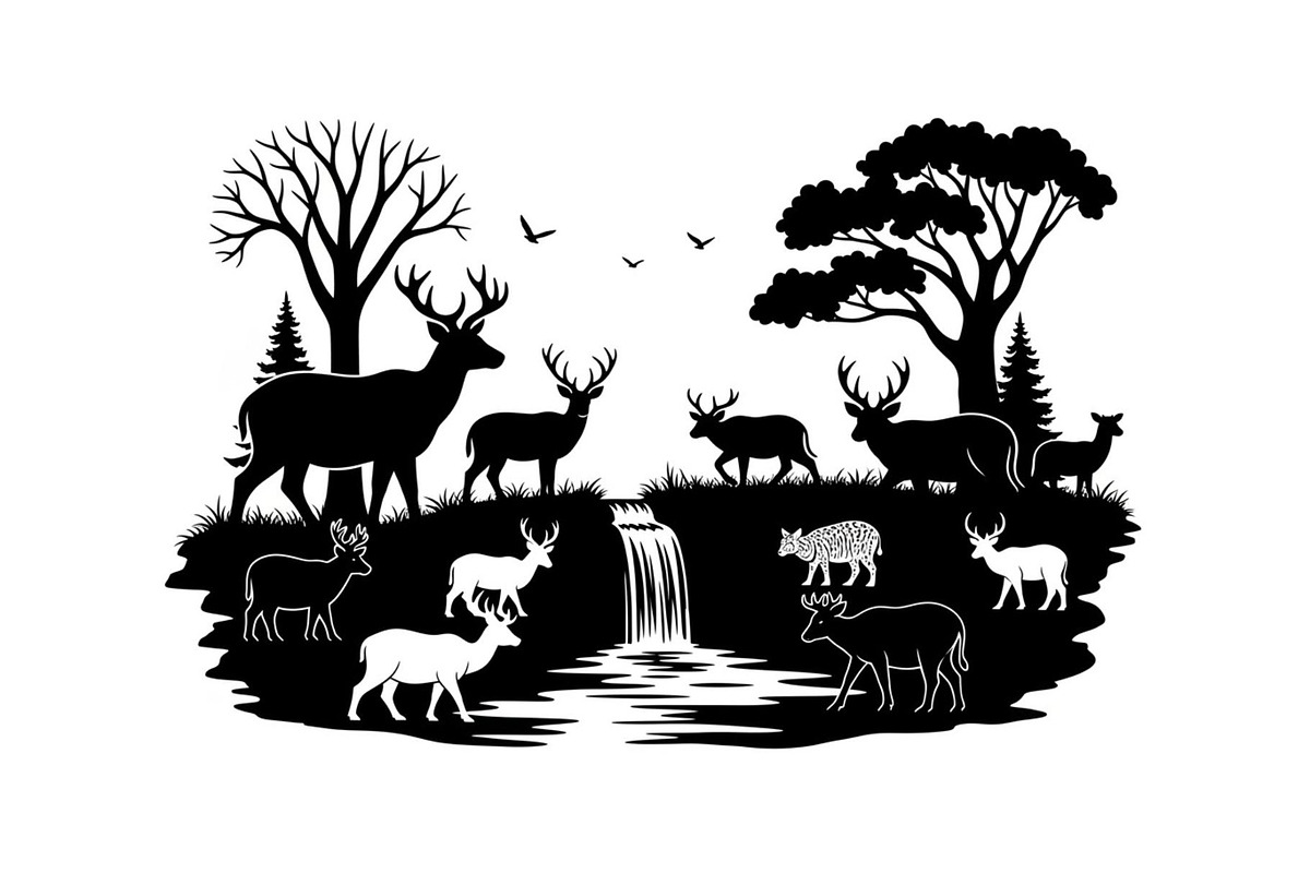 Wildlife Forest Silhouette Vector Bu, an Illustration by Designs_River (Photo 30 of 51)