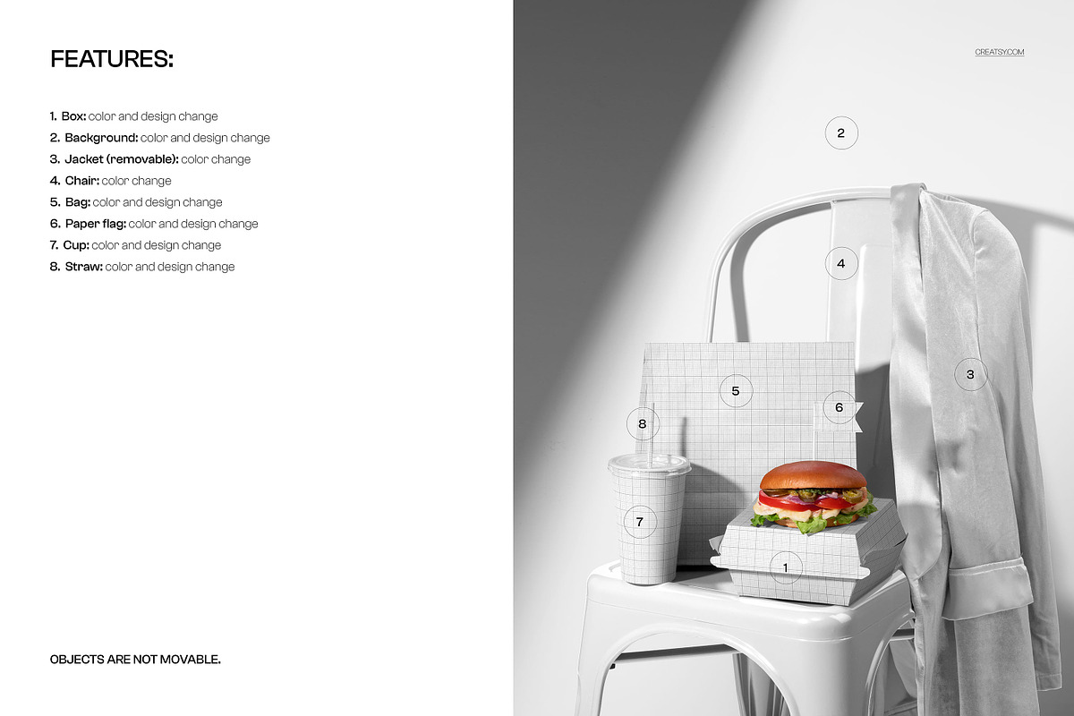 Fast Food Packaging on Chair Mockup, a Packaging Mockup by creatsy5 (Photo 3 of 5)