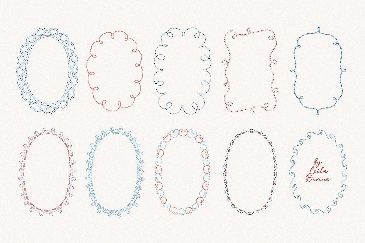 Hand Drawn Whimsy Embroidered Frames, an Object Graphic by Leila Divine (Photo 7 of 12)