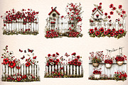 whimsical spring fence clipart, an Illustration by GatewayDesign (Thumbnail 3 of 9)