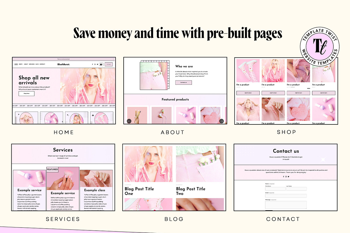 Blush Pink Pastel Website Template