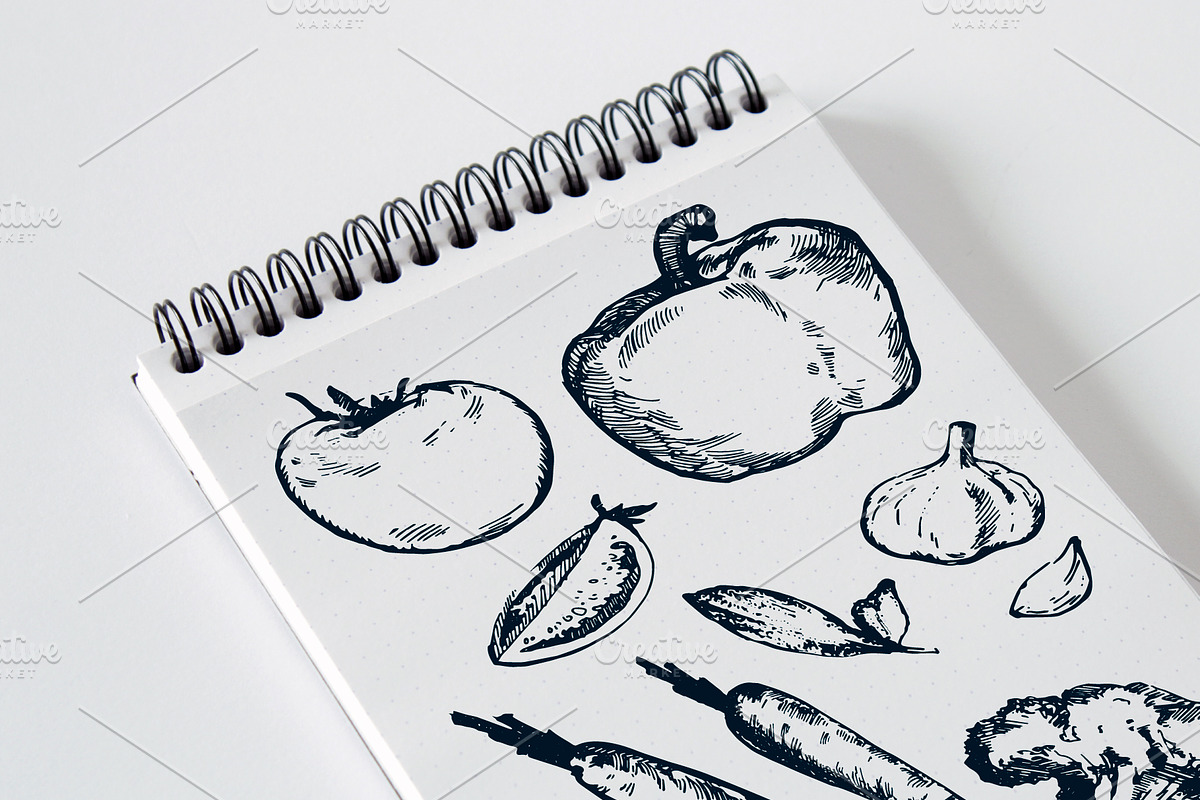 50+ Hand Drawn Fresh Food Elements, a Food Illustration by Vitaliy Starkov (Photo 7 of 7)