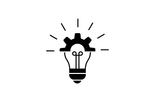 Lightbulb with cogwheel black icon, a Solid Icon by Saggitarius