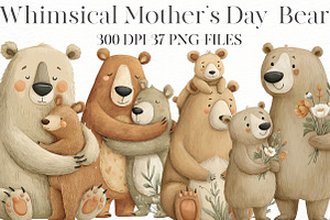 Whimsical Mother’s Day Bear Clipart, an Illustration by Designworld