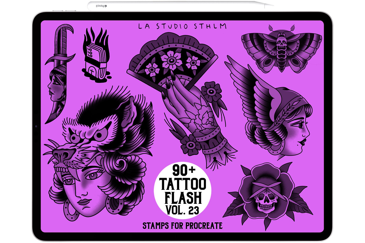 Tattoo Flash Vol. 23 - Stamp Set, a Brush Add-On by LA Studio Sthlm (Photo 1 of 6)
