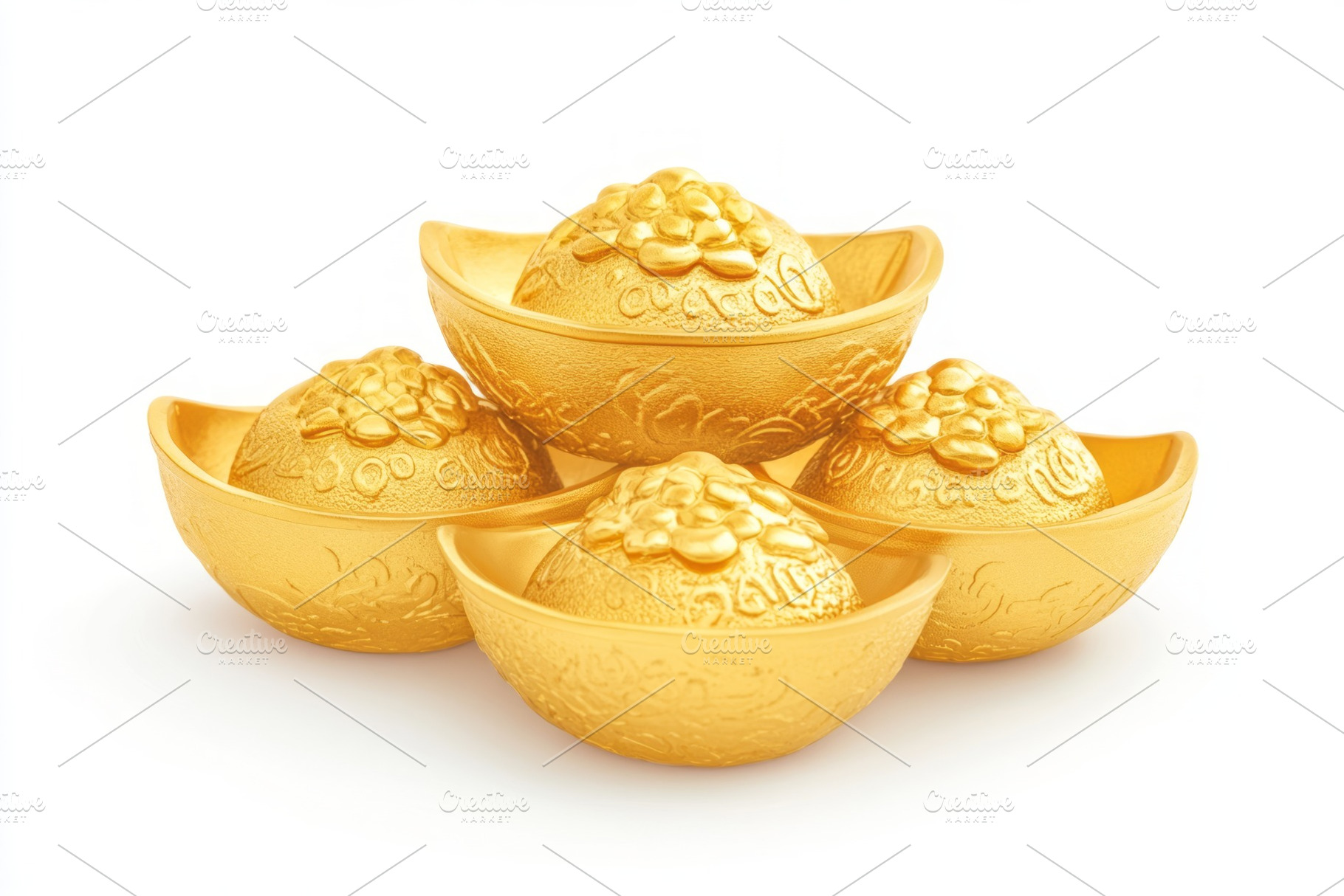 Stack of ornate golden ingots symbolizing wealth and prosperity., a Background Photo by ImageMir