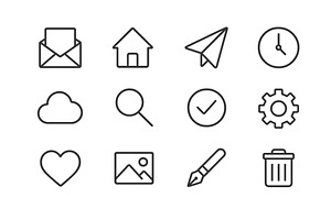 Collection of simple line icons, a Technology Illustration by ZinetroN