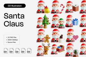 Santa Claus 3D Icon Set, a Characters & Person 3D Model by Eklip Studio