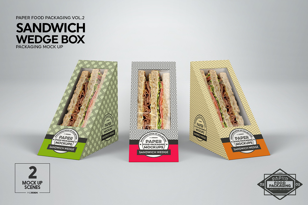 Sandwich Wedge Box Packaging Mockup, a Cups & Container Mockup by INCDesign (Photo 7 of 10)