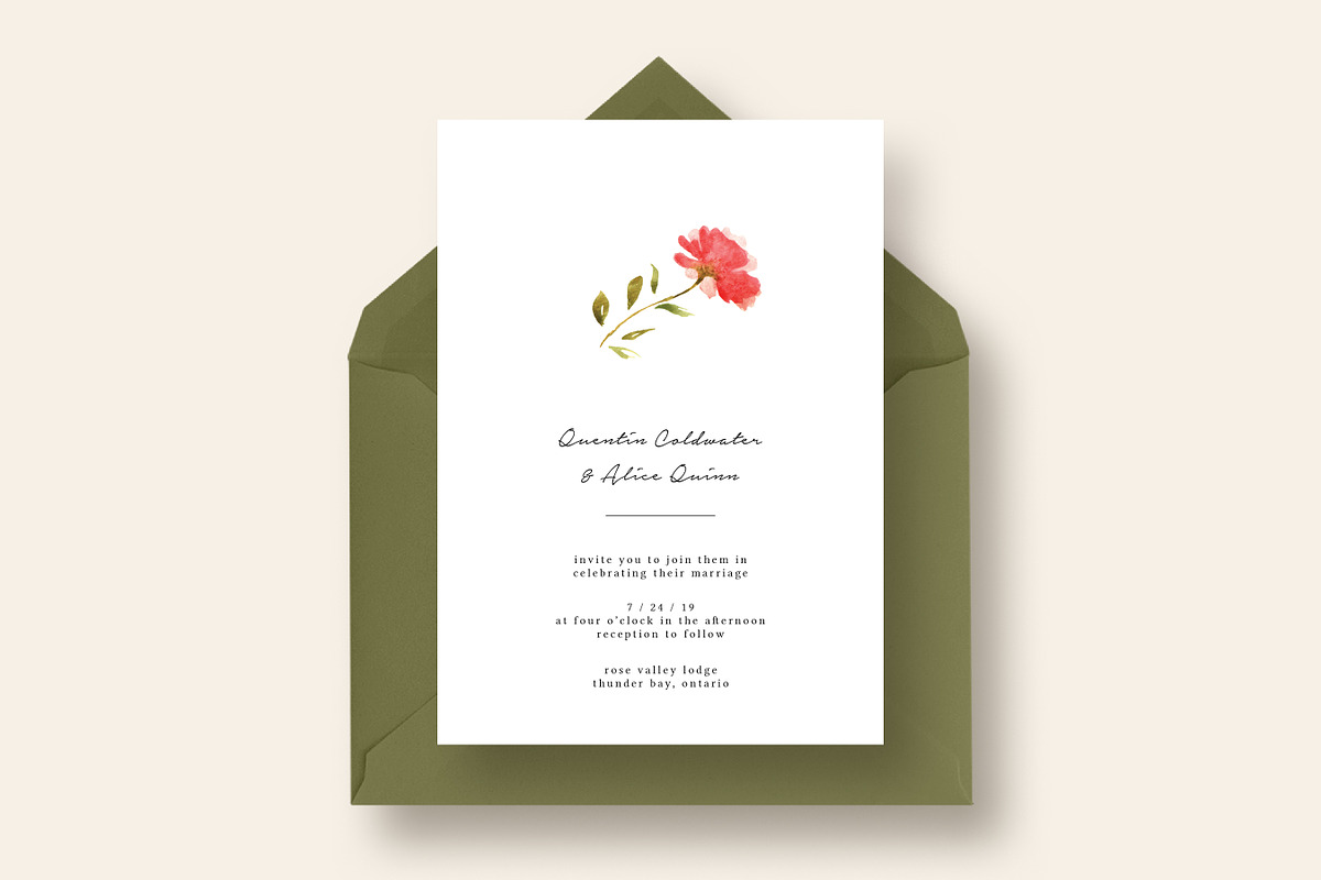 Minimalist Flower Wedding Suite, an Invitation Template by Knotted Design (Photo 3 of 5)