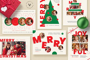 6 Simple Christmas Card/Holiday Card, a Card Template by Vynetta