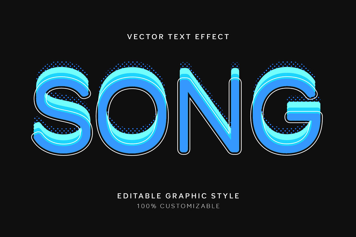 Neon Halftone Outline Text Effect