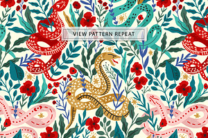 SNAKES Vector Seamless Pattern