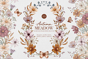 Autumn Meadow Watercolor Collection, a Seasonal Illustration by DiashaArt (Thumbnail 1 of 10)