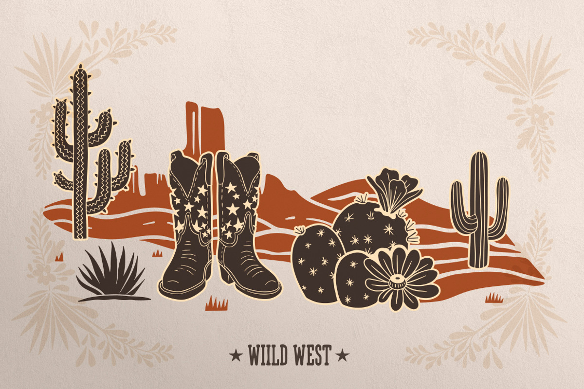 West Dreamer vector linocut graphics, an Object Graphic by DariSmartArt (Photo 7 of 15)