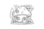 Whimsical Mushroom House Line Art bu, an Illustration by Designs_River (Thumbnail 21 of 51)