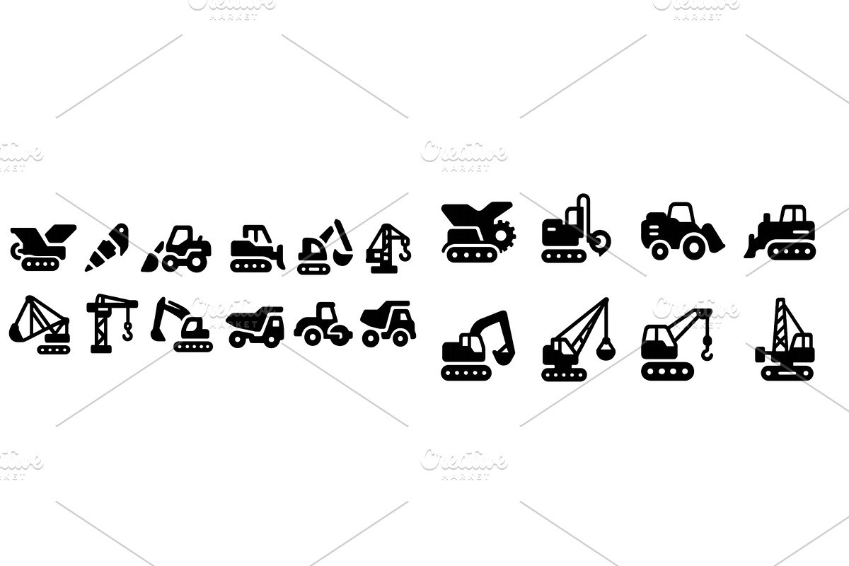Various construction equipment icons, an Illustration by ZinetroN