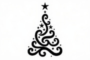 Elegant Christmas Tree Silhouette Se, an Illustration by balal (Thumbnail 3 of 21)