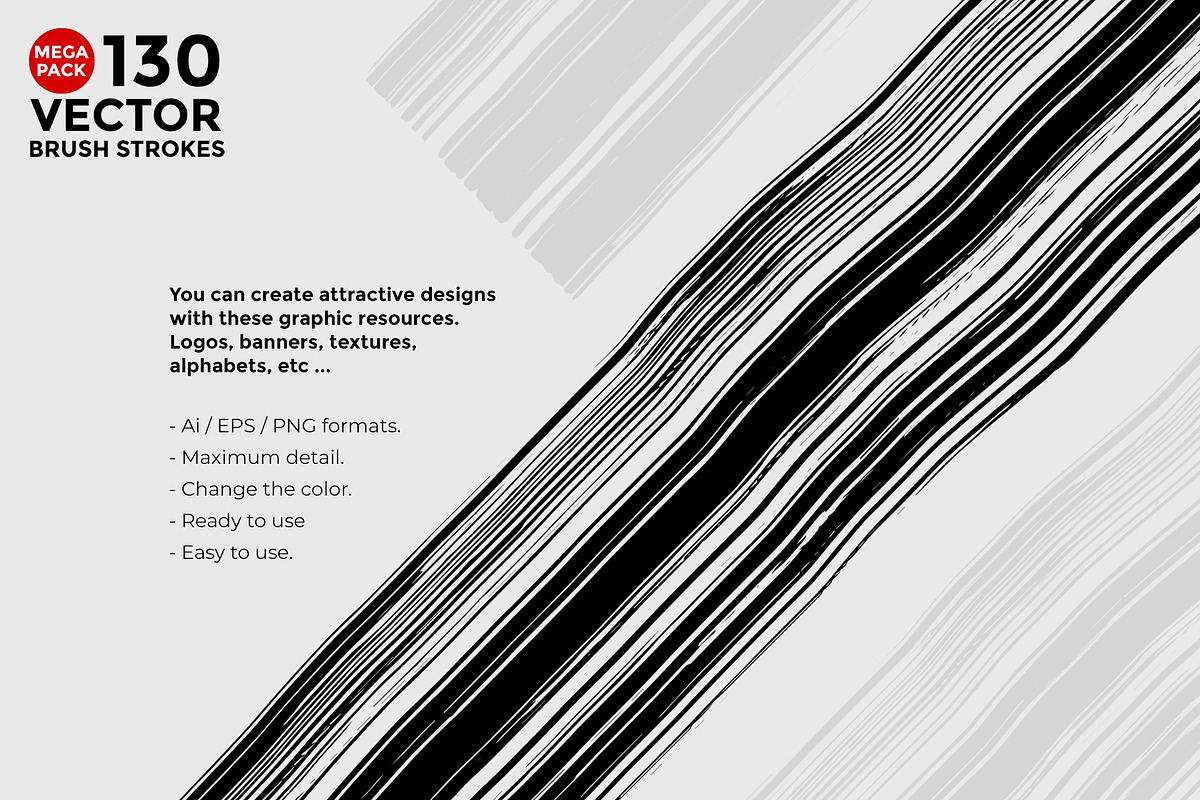 130 Vector Brush strokes collection., a Brushes & More by JAZZ STUDIO (Photo 6 of 12)