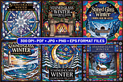 62 Stained Glass Winter Coloring, a Seasonal Illustration by Design Art (Thumbnail 3 of 5)
