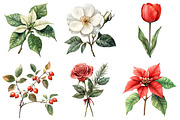 Vintage Floral Christmas Clipart Bun, an Illustration by Daily.Designs (Thumbnail 5 of 5)